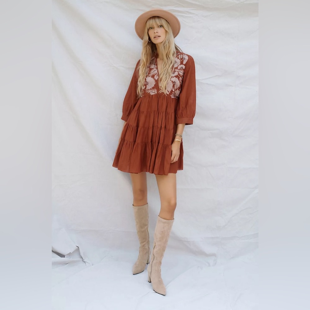 Anthropologie Apolline Embroidered Tunic Dress by Samant Chauhan - XS